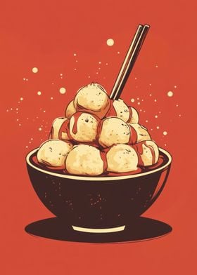 Takoyaki Bowl Illustration