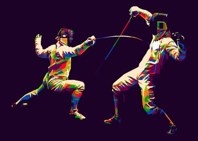 Fencing Duel Pop Art