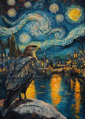 Eagle Under Starry Night