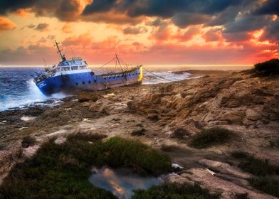 Shipwreck at Sunset in Malta