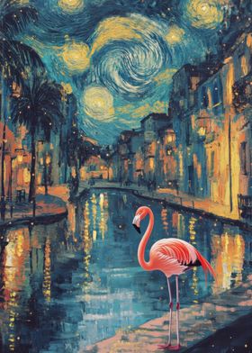 Starry Night Flamingo