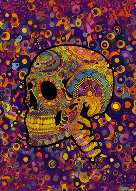 Psychedelic Skull Hippie Art