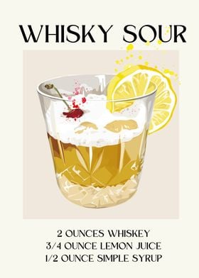 Whiskey Sour Cocktail Print