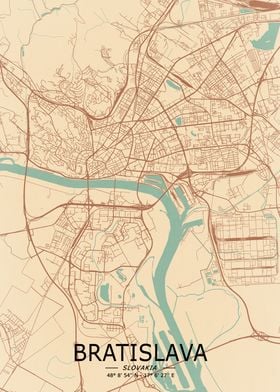 Bratislava Vintage Map