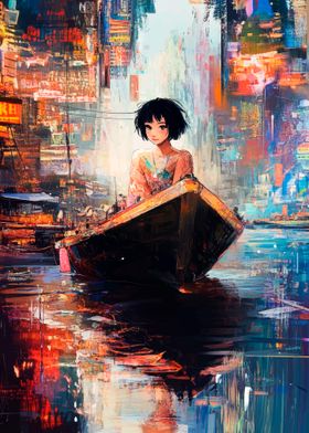 Anime Girl in Boat