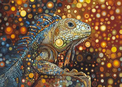 Iguana in Mosaic Art