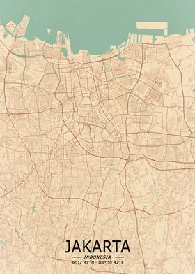 Jakarta Vintage Map