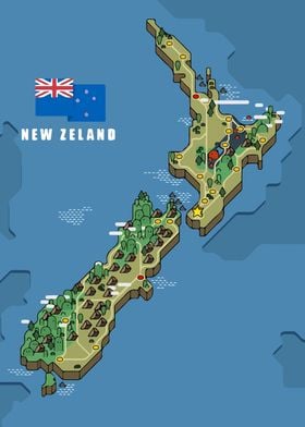 New Zealand Map Fantasy