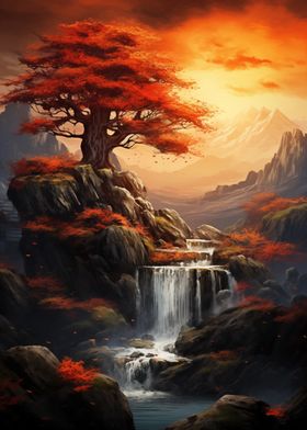 Autumn Waterfall Landscape