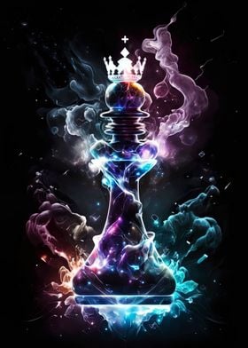 King Chess Piece with Smoke