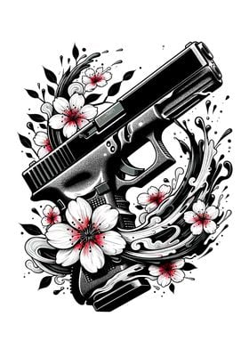 gun Glock 17 &amp; Cherry Blossoms