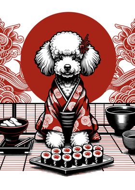 Sushi Poodle in Kimono