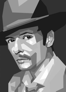 Man in Hat, Low Poly Style