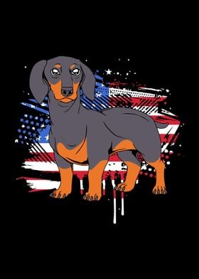 Dachshund American Flag