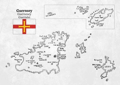 Handdrawn Map of Guernsey