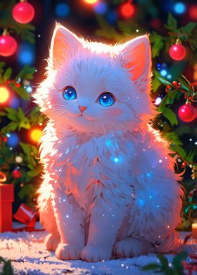 White Kitten Christmas