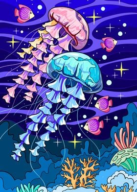 Love Jellyfish Underwater