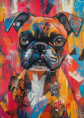 Colorful Boxer Dog Portrait