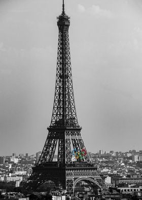 Eiffel Tower with Olympic Rings