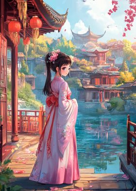 Anime Girl in Traditional Dress