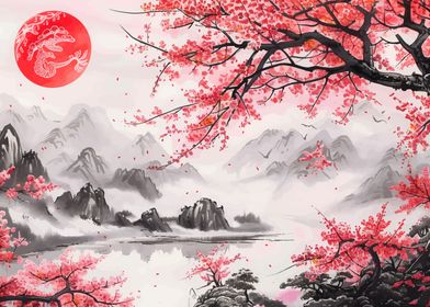 Cherry Blossom Landscape