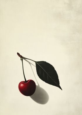 Single Cherry with Leaf