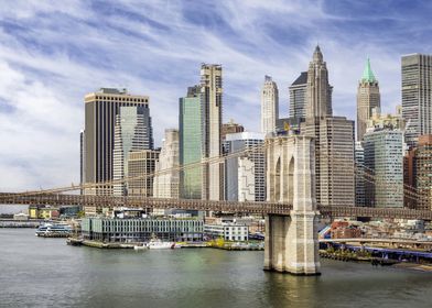 NYC Brooklyn Bridge with South Street Seaport