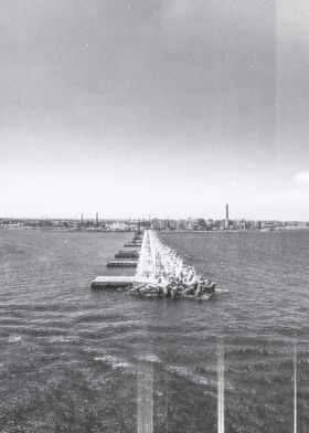 Grayscale Pier on Water Porto di bari