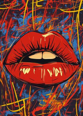 Red Lips Abstract Graffiti Art