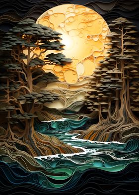 Papercut Moonlit Forest