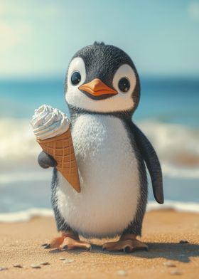 Penguin with Ice Cream