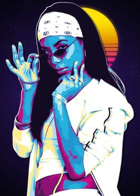 aaliyah Retro Pop Art Portrait