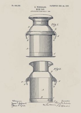 Vintage Milk Can Patent