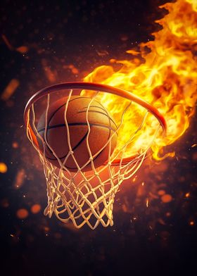 Flaming Basketball Hoop