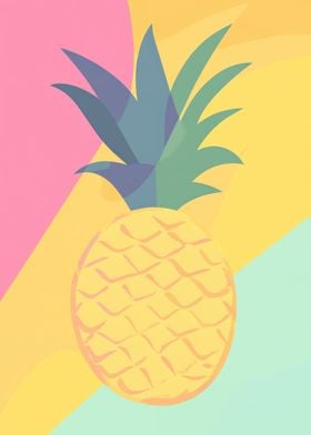 Pineapple on Colorful Background