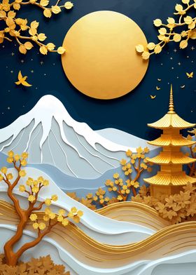 Japanese Papercut Landscape