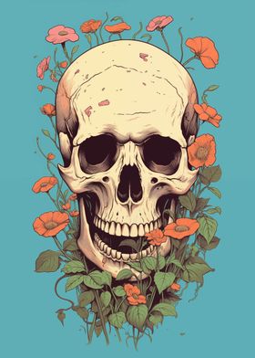 Skull with Flowers