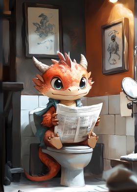 Dragon Reading on Toilet