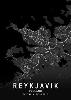 Reykjavik Dark City Map