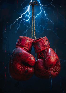 Red Boxing Gloves with Lightning