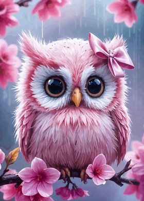 Pink Owl with Bow