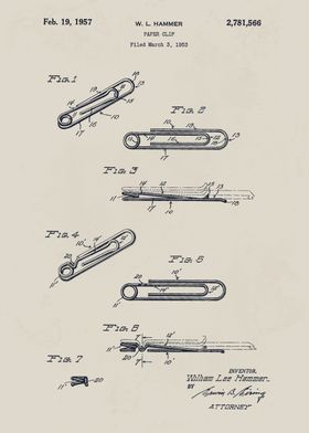 Patent Drawing for a Paper Clip