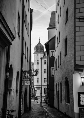 Narrow Alleyway in European City