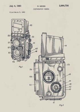 Rolleiflex Photographic Camera Patent Illustration