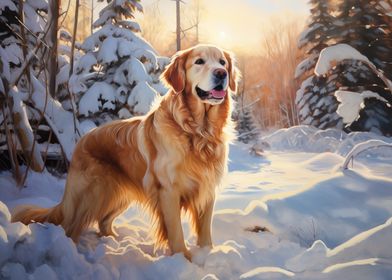 Golden Retriever in Winter