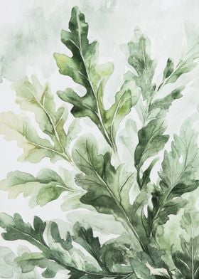 Watercolor Green Leaves