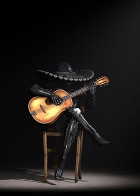 Robot Guitarist in Sombrero