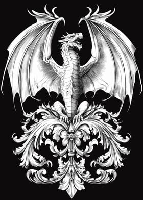 Baroque Dragon with Wings Spread