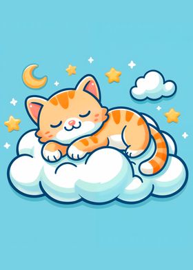 Orange Cat Sleeping Cloud