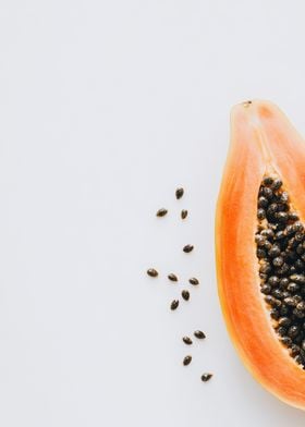 Half Papaya with Seeds